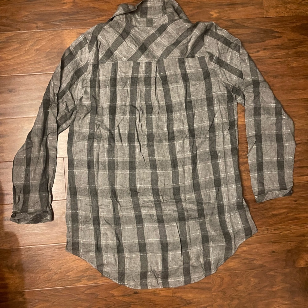 Side stitch Grey Plaid Button Up Size XS - Picture 4 of 6